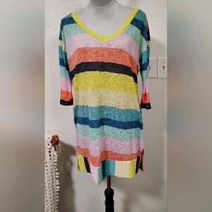 Women's white birch tunic coverup large Multi Colored Pastel Beach Summer